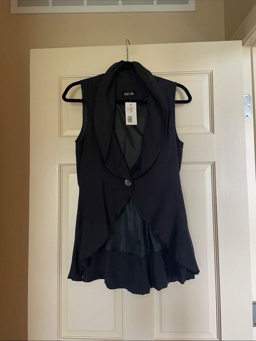 fab'rik Black Sleeveless Draped Open-Front Vest